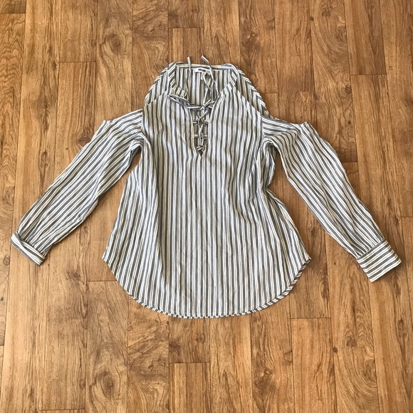 William Rast Tops - Striped Cold Shoulder Top